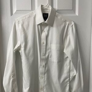 Jos A Bank, White, Slim Fit, Dress Shirt